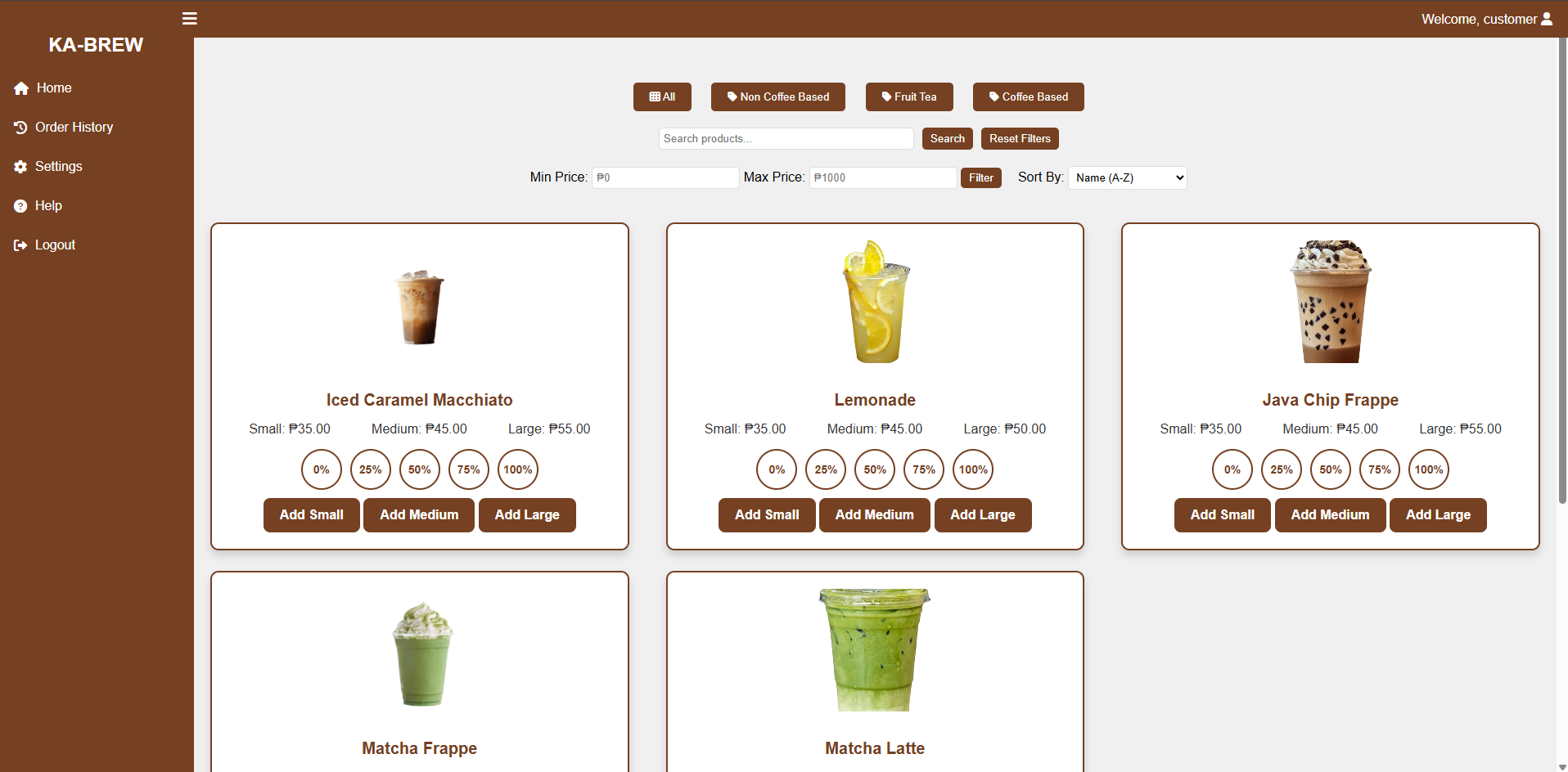 Kabrew Ordering System